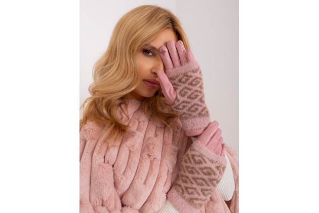 Gants à imprimé - rose clair