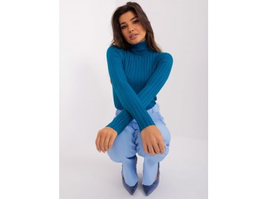 Pull col roulé en maille - maritime