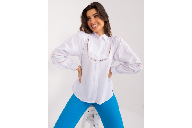  Chemise en maille ajourée avec col - blanc