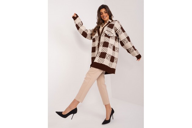 Cardigan à carreaux - marron