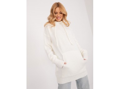 Pull en maille à capuche nouée - éqru