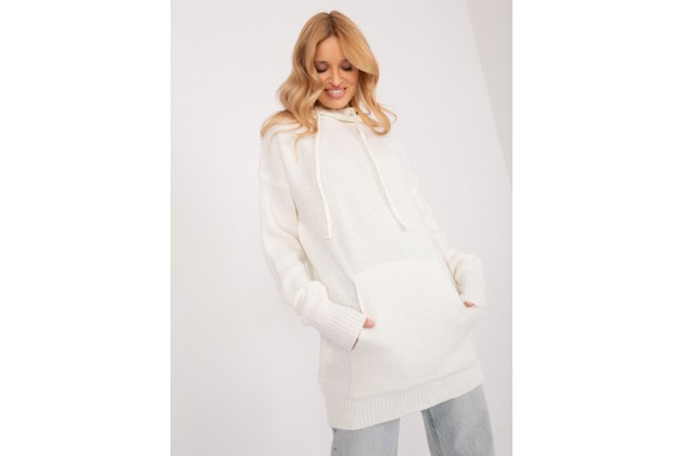 Pull en maille à capuche nouée - éqru