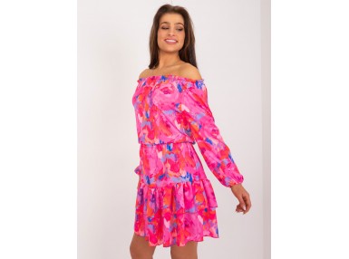Robe courte à volants étagés - rose