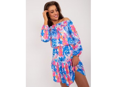 Robe courte à imprimé fleuri - bleu