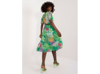 Robe mi-longue à imprimé fleuri - vert