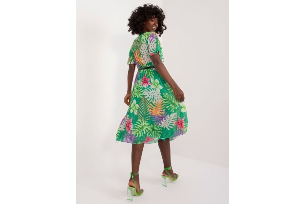 Robe mi-longue à imprimé fleuri - vert
