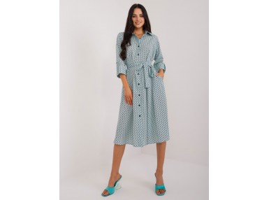Robe mi-longue à imprimé - menthe