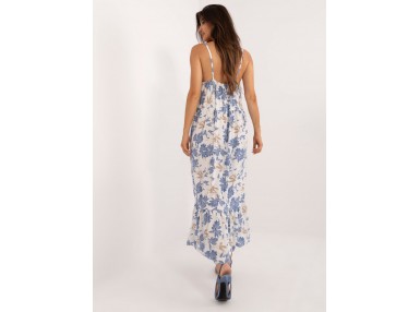 Robe d'été avec un imprimé - blanc et bleu