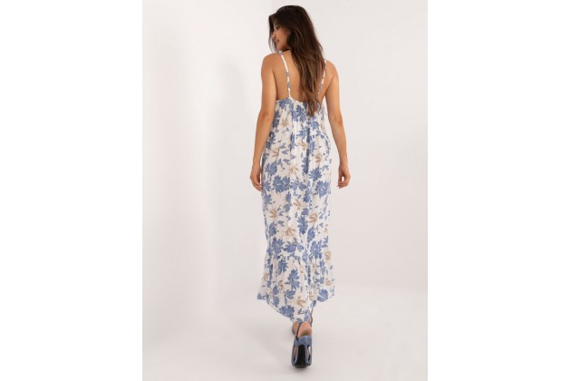 Robe d'été avec un imprimé - blanc et bleu