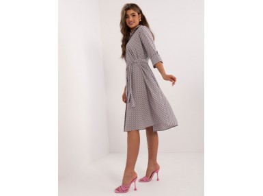 Robe mi-longue à imprimé - gris