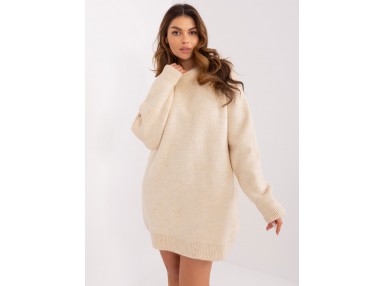 Robe pull en maille - beige clair