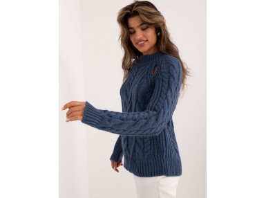 Pull en maille torsadée - bleu foncé