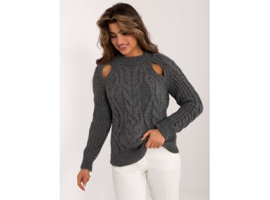 Pull en maille torsadée - gris foncé