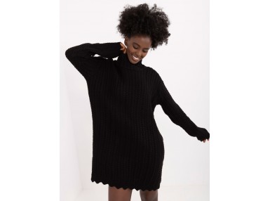 Robe tunique courte à col roulé - noire