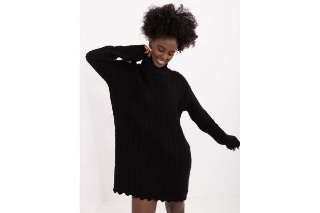 Robe tunique courte à col roulé - noire