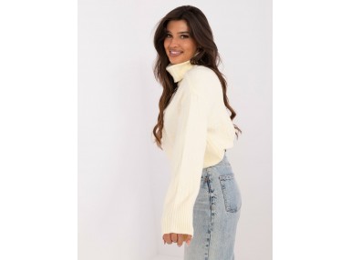 Pull col roulé en maille douce - jaune