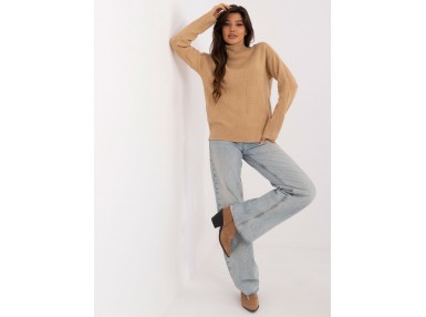 Pull col roulé en maille douce - chameau