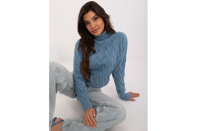Pull en maille torsadée - bleu