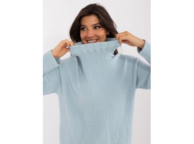 Pull col roulé en maille douce - bleu