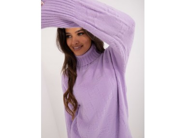 Pull col roulé en maille douce - violet
