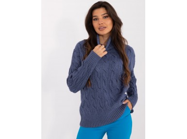 Pull en maille torsadée - bleu foncé