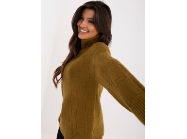 Pull col roulé en maille douce - vert