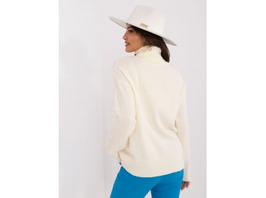 Pull col roulé en maille douce - écru