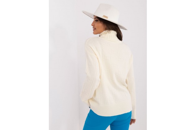 Pull col roulé en maille douce - écru