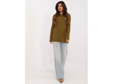 Pull ras de cou en maille épaisse torsadée - vert clair