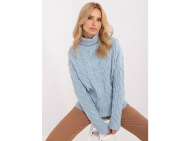 Pull en maille torsadée - bleu clair