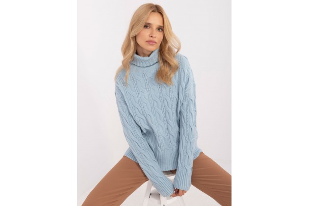 Pull en maille torsadée - bleu clair