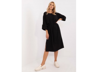 Robe longue avec col ras de cou - noire