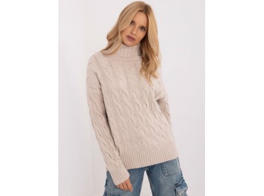 Pull en maille torsadée - beige clair