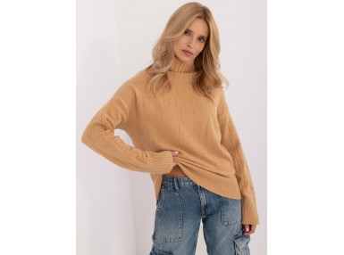 Pull col roulé en maille douce - chameau