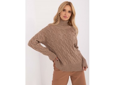 Pull en maille torsadée - beige foncé