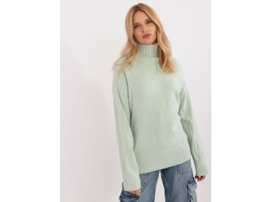 Pull col roulé en maille douce - pistache