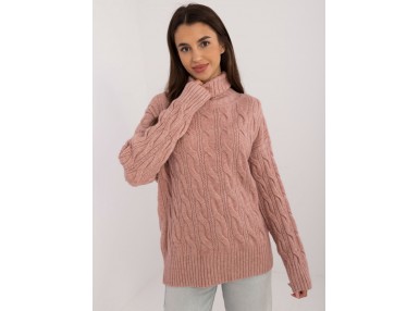 Pull en maille torsadée - rose foncé