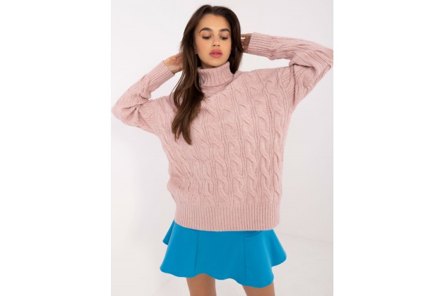 Pull en maille torsadée - rose clair