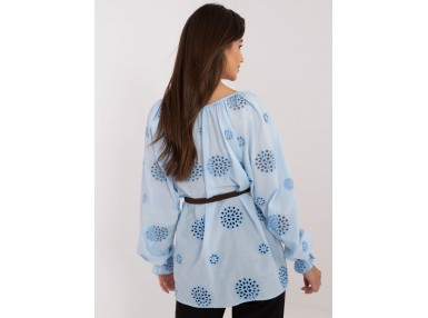 Chemisier à manches longue en dentelle - bleu