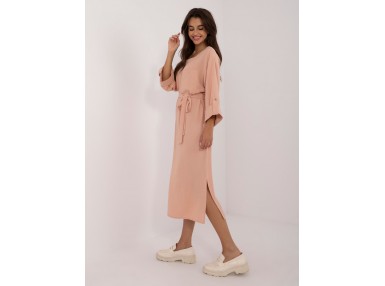 Robe longue  avec col ras de cou - pêche