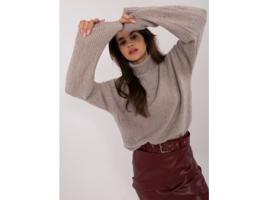 Pull col roulé en maille douce - beige