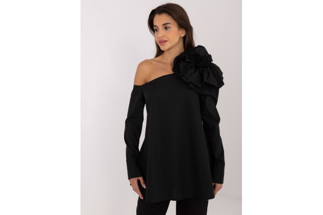 Chemisier avec une fleur - noir