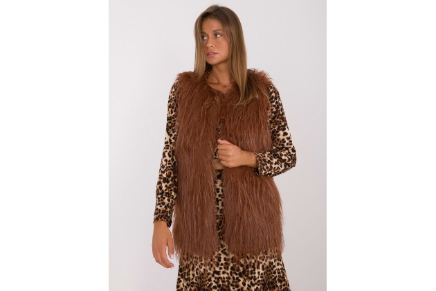 Gilet court en fausse fourrure - marron