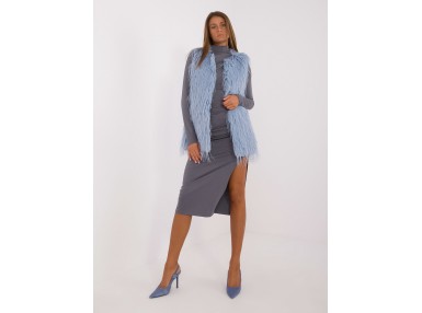 Gilet en fausse fourrure - gris et bleu
