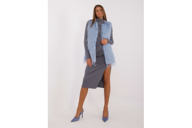 Gilet en fausse fourrure - gris et bleu