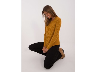Pull ajusté en maille - jaune foncé