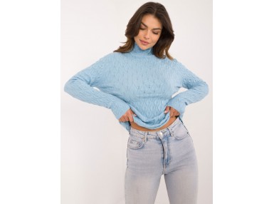 Pull col roulé - bleu clair