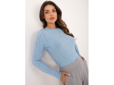 Pull ajusté en maille - bleu clair