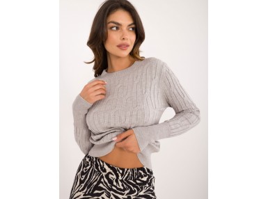 Pull ajusté en maille - gris