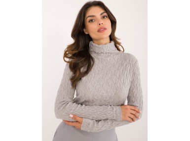 Pull col roulé - gris